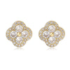 Wholesale Copper Inlaid Zirconia Four Leaf Clover Flower Petal Light Luxury Women's Earrings