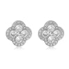 Wholesale Copper Inlaid Zirconia Four Leaf Clover Flower Petal Light Luxury Women's Earrings