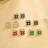 Wholesale Copper Inlaid Zirconia Four Leaf Clover Flower Petal Light Luxury Women's Earrings