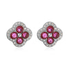 Wholesale Copper Inlaid Zirconia Four Leaf Clover Flower Petal Light Luxury Women's Earrings