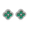 Wholesale Copper Inlaid Zirconia Four Leaf Clover Flower Petal Light Luxury Women's Earrings