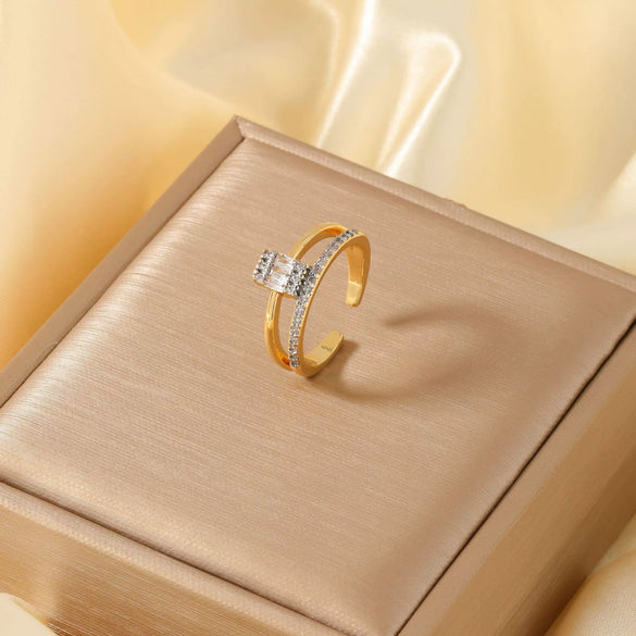 Wholesale Copper Inlaid Zirconium Geometric Asymmetrical Open Ring Earrings Handmade Electroplated Jewelry