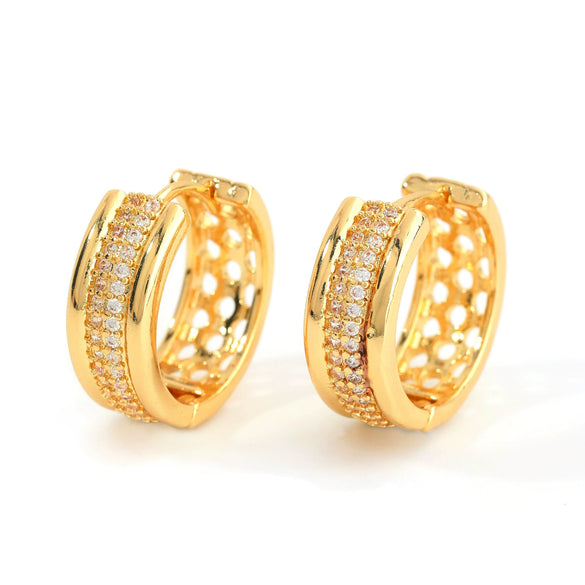 Wholesale Copper Inlaid Zirconium Geometric Earrings Electroplated