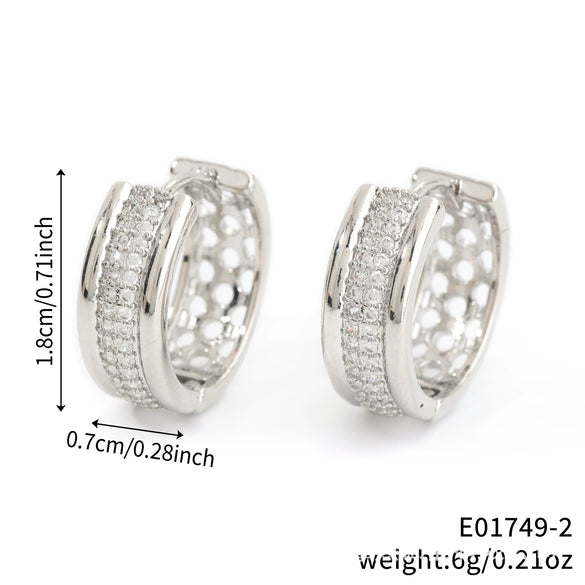 Wholesale Copper Inlaid Zirconium Geometric Earrings Electroplated