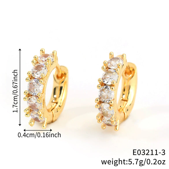 Wholesale Copper Inlaid Zirconium Minimalist Geometric Flower Style Electroplated Women's Earrings