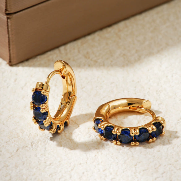 Wholesale Copper Inlaid Zirconium Minimalist Geometric Flower Style Electroplated Women's Earrings