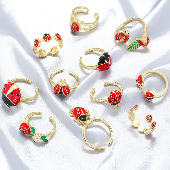 Wholesale Copper Insect Shaped Sweet Style Dripping Oil Ring For Women