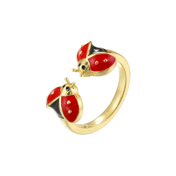 Wholesale Copper Insect Shaped Sweet Style Dripping Oil Ring For Women