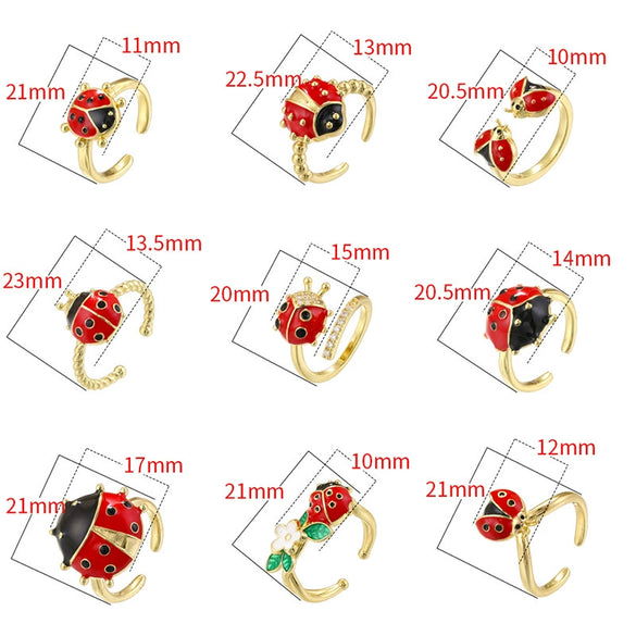 Wholesale Copper Insect Shaped Sweet Style Dripping Oil Ring For Women