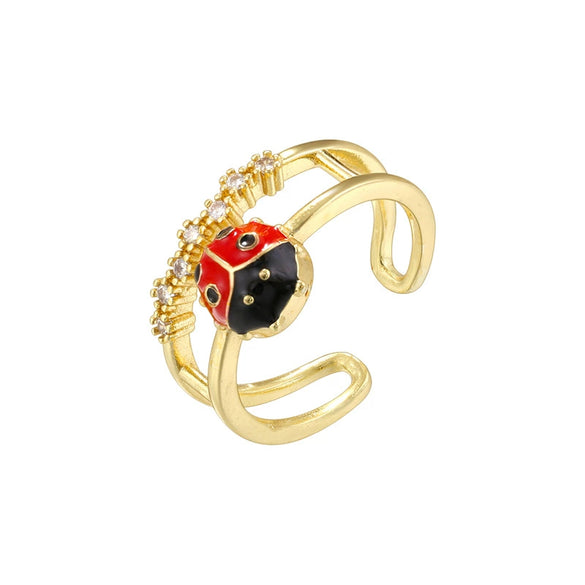 Wholesale Copper Insect Shaped Sweet Style Dripping Oil Ring For Women