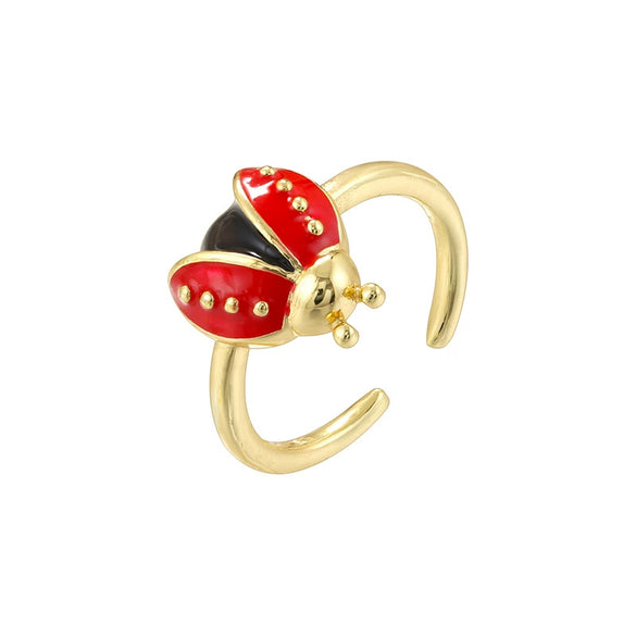 Wholesale Copper Insect Shaped Sweet Style Dripping Oil Ring For Women