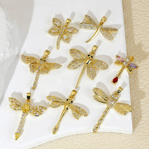 Wholesale Copper Insectshaped Pendant Jewelry With Micropaved Colorful Zircon And 18K Gold Plated Cartoon Style