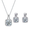 Wholesale Copper Jewelry Geometric Style Microinlaid Square Zircon Necklace And Earring Set For Women