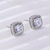 Wholesale Copper Jewelry Geometric Style Microinlaid Square Zircon Necklace And Earring Set For Women