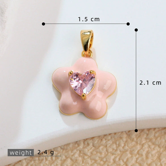 Wholesale Copper Jewelry Lovely Style Geometric And Heart Shape Dripping Oil Necklace Pendant And Ear Accessories