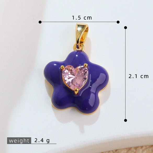 Wholesale Copper Jewelry Lovely Style Geometric And Heart Shape Dripping Oil Necklace Pendant And Ear Accessories