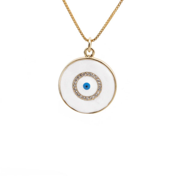 Wholesale Copper Jewelry With Devil's Eye Pattern And Real Gold Plated Treatment Unisex Box Chain Necklace