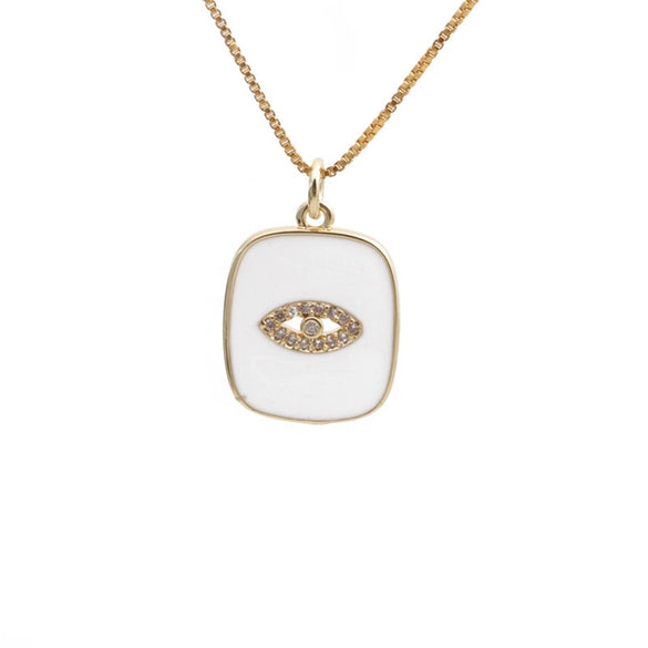 Wholesale Copper Jewelry With Devil's Eye Pattern And Real Gold Plated Treatment Unisex Box Chain Necklace