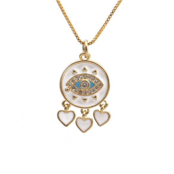 Wholesale Copper Jewelry With Devil's Eye Pattern And Real Gold Plated Treatment Unisex Box Chain Necklace