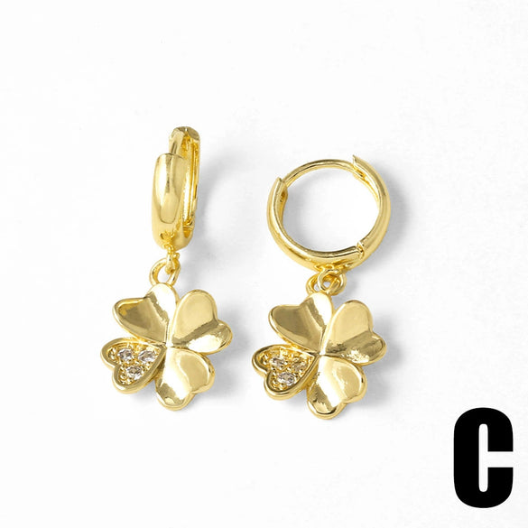 Wholesale Copper 18K Gold Plated Flower Sunflower Earrings For Women