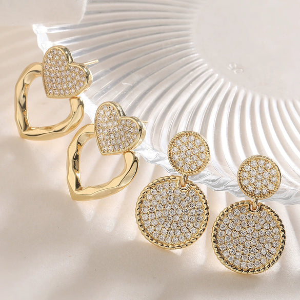 Wholesale Copper 18K Gold Plated Geometric Love Earrings For Women Minimalist Style