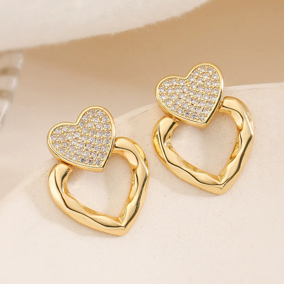 Wholesale Copper 18K Gold Plated Geometric Love Earrings For Women Minimalist Style