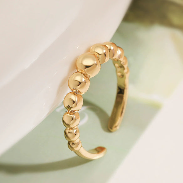 Wholesale Copper 18K Gold Plated Geometric Opening Ring For Women With Microsetting