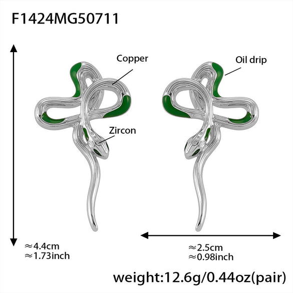 Wholesale Copper 18K Gold Plated Snakeshaped Geometric Earrings For Women