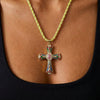 Wholesale Copper 18K Goldplated Cross Pendant Necklace With Braided Rope And Ochain For Women