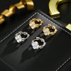 Wholesale Copper 18K Real Gold Plated Micropaved Zircon Fourleaf Clover Light Luxury Earrings