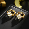 Wholesale Copper 18K Real Gold Plated Micropaved Zircon Fourleaf Clover Light Luxury Earrings