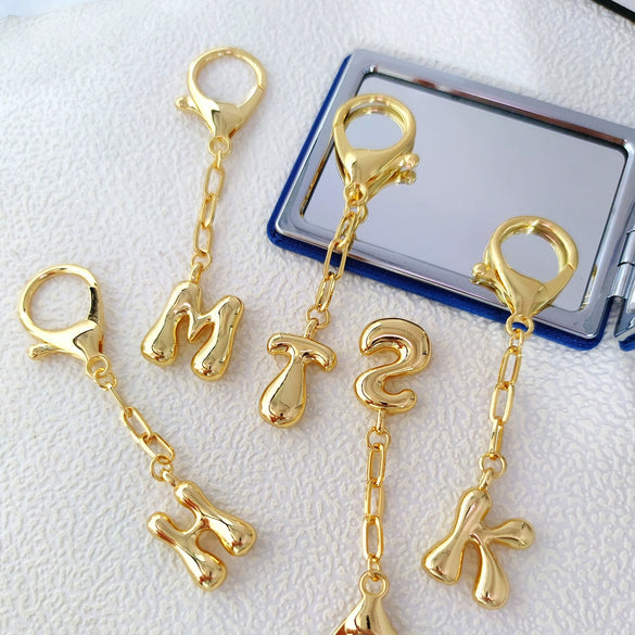 Wholesale Copper Keychain With Letters Numbers Text Electroplating Design