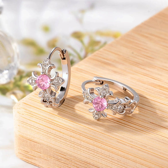 Wholesale Copper Lace Cross Geometric Microinlaid Zircon Unisex Ear Ring Ear Buckle