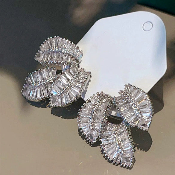 Wholesale Copper Leaf Geometric Zircon Set Jewelry For Women