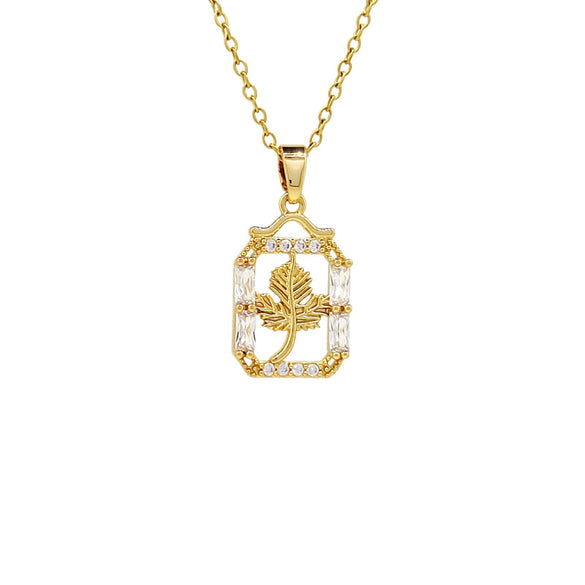 Wholesale Copper Leaf Pendant Necklace Electroplating Design For Women