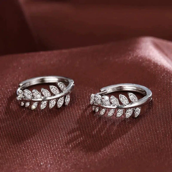 Wholesale Copper Leaves Olive Branch Micro Inlaid Zircon Women's Pastoral Style Earrings