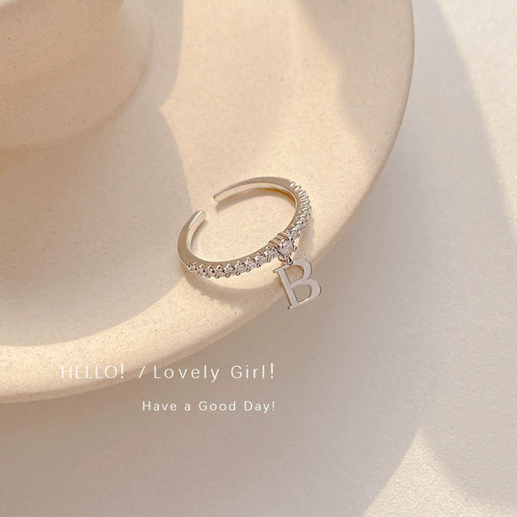 Wholesale Copper Letter B Ring Women's Electroplated Hand Jewelry
