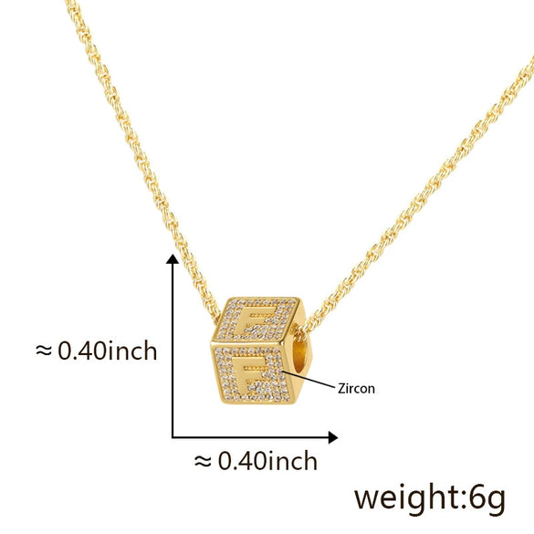 Wholesale Copper Letter Necklace Pendant Electroplated Inlaid Zircon For Girls
