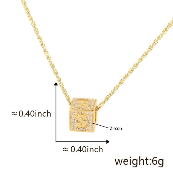 Wholesale Copper Letter Necklace Pendant Electroplated Inlaid Zircon For Girls