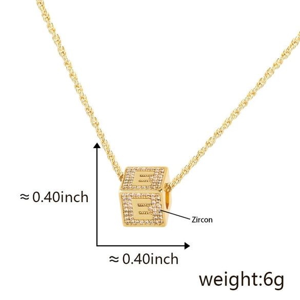 Wholesale Copper Letter Necklace Pendant Electroplated Inlaid Zircon For Girls