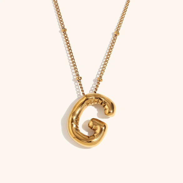 Wholesale Copper Letter Pendant Necklace With Bamboo Chain And Electroplating Treatment