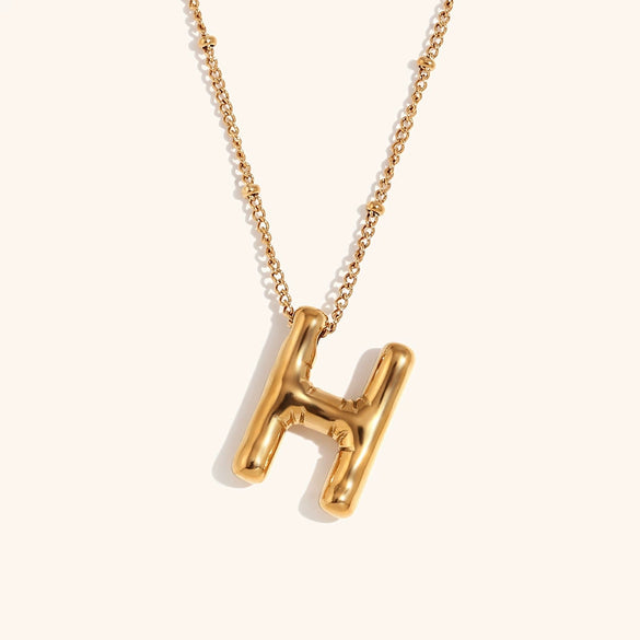Wholesale Copper Letter Pendant Necklace With Bamboo Chain And Electroplating Treatment