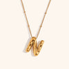 Wholesale Copper Letter Pendant Necklace With Bamboo Chain And Electroplating Treatment
