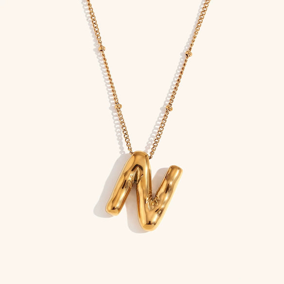 Wholesale Copper Letter Pendant Necklace With Bamboo Chain And Electroplating Treatment