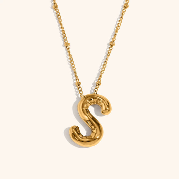 Wholesale Copper Letter Pendant Necklace With Bamboo Chain And Electroplating Treatment