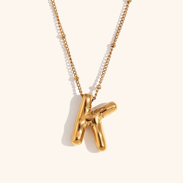 Wholesale Copper Letter Pendant Necklace With Bamboo Chain And Electroplating Treatment