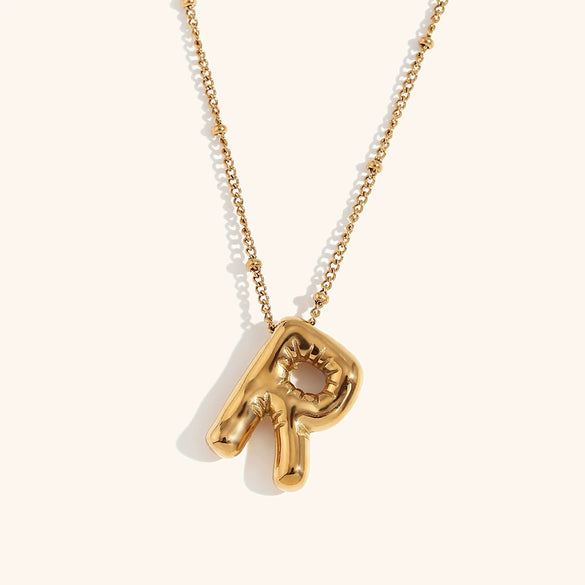 Wholesale Copper Letter Pendant Necklace With Bamboo Chain And Electroplating Treatment