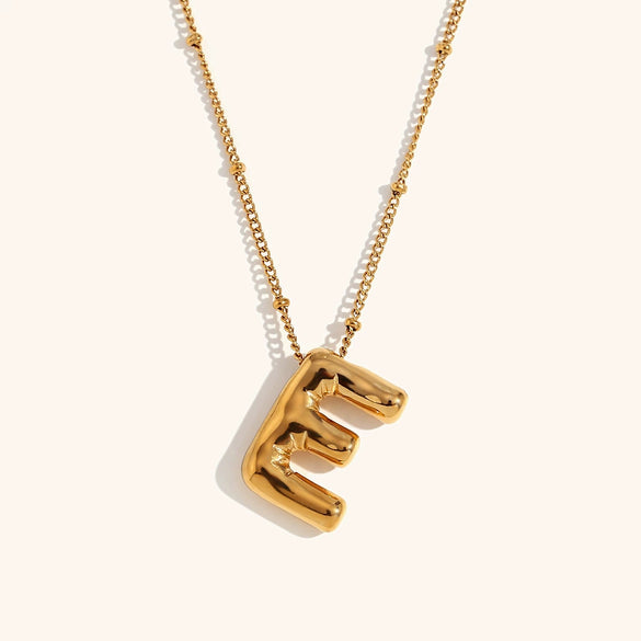 Wholesale Copper Letter Pendant Necklace With Bamboo Chain And Electroplating Treatment