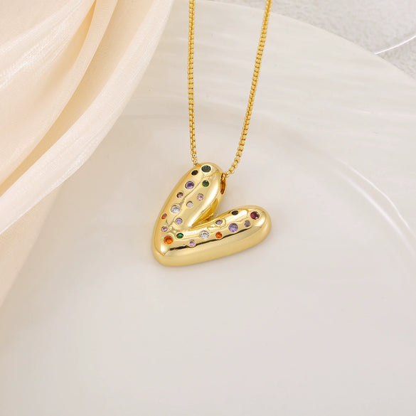 Wholesale Copper Letter Pendant Necklace With Smooth Color And Zircon Inlay Hip Hop Style Creative And Personalized