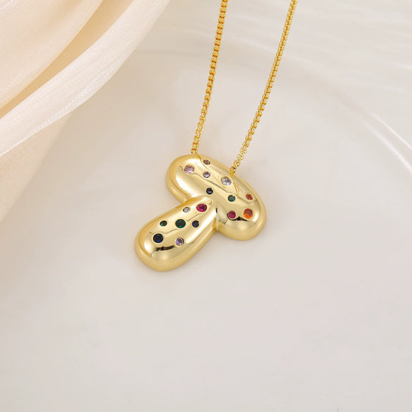 Wholesale Copper Letter Pendant Necklace With Smooth Color And Zircon Inlay Hip Hop Style Creative And Personalized